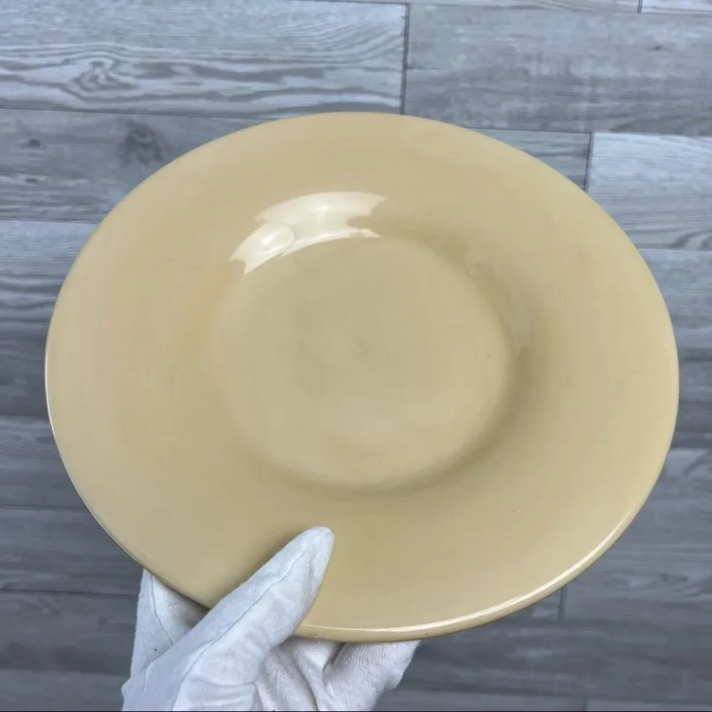 POTTERY BARN Sausalito Amber Yellow 10 1/4 in Rim Salad Plate Handpainted X5
